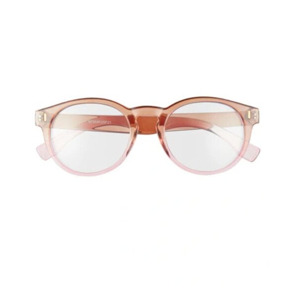 Nordstrom Office Chic Blue Light Computer Acetate Glasses Pink Nude 58mm - Picture 3 of 11